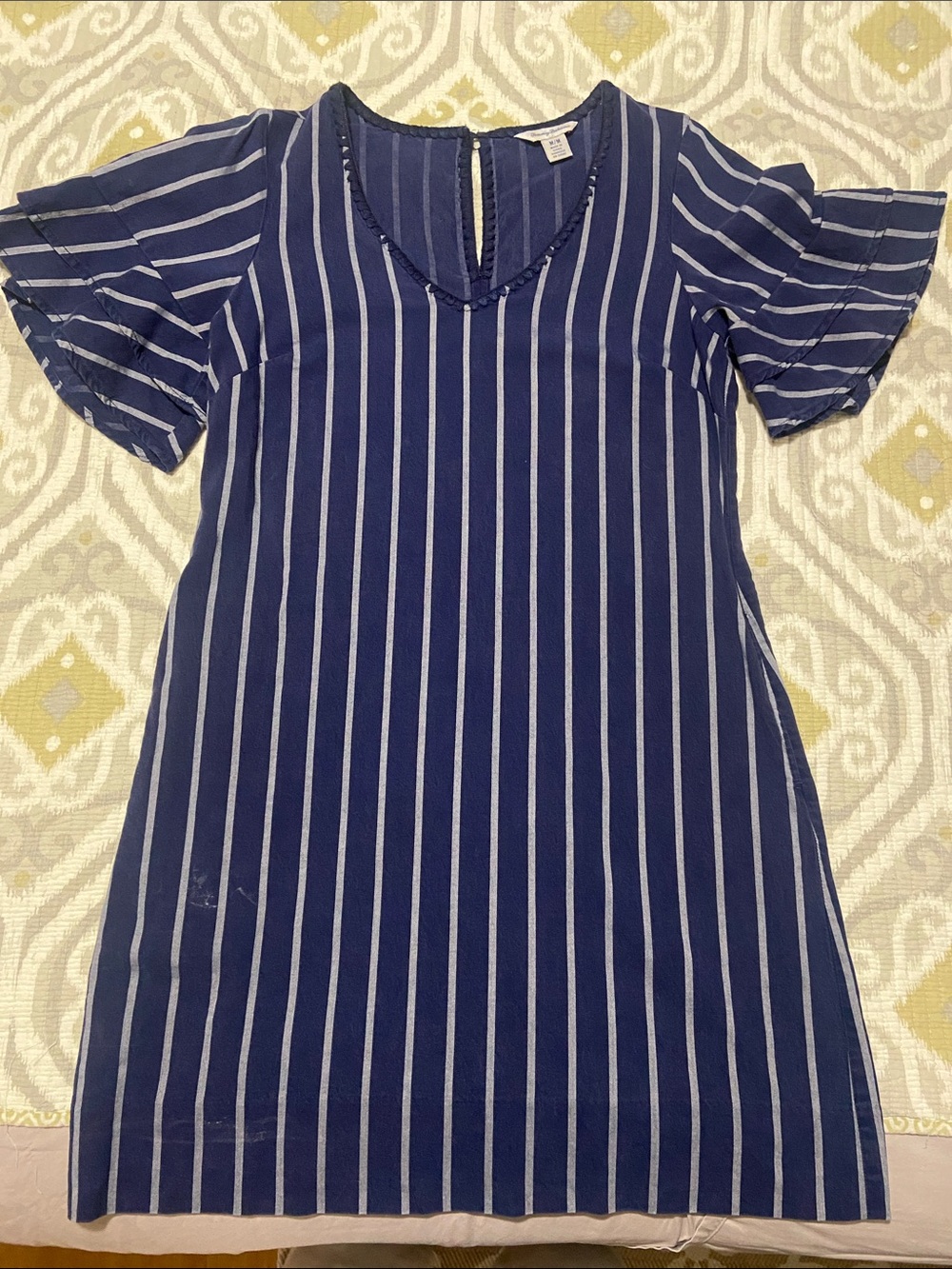 Tommy Bahama Navy and White Striped V-Neck Dress